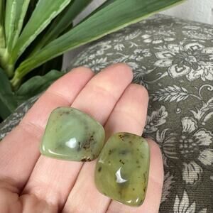 Quiet Luxury Coastal Grandma Vintage Mid Century Green Tortoise Clip On Earrings